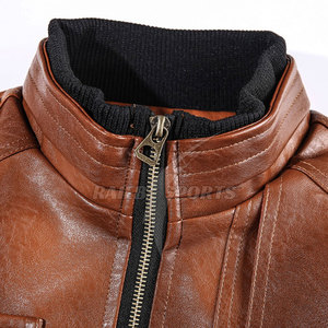2025 haute qualité en cuir véritable hommes veste col montant avant Logo personnalisé couleur Design coupe-vent respirant Style Vintage - Product Image 2