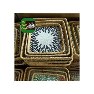 PLATEAU ROND EN ROTIN PANIER DE SERVICE FAIT À LA MAIN ÉCOLOGIQUE POUR PAIN DE FRUITS SNACK DÉCOR DE TABLE À THÉ ET PRÉSENTATION INTÉRIEURE - Product Image 1