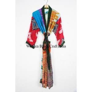 Kimono de Seda Reciclada para Mujer, Estilo Bohemio, Elegante, Floral, Largo, de Manga Larga, Sexy, Vintage, Informal, Hippie, para la Playa - Product Image 1