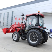 Tracteur agricole CE Factory 70hp 80hp 90hp à quatre roues motrices, moteur diesel, avec cabine et chargeur frontal