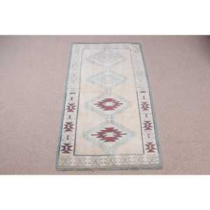 Tapis turc vintage, tapis de 2,4 x 4,3 pieds, petit tapis persan blanc - Product Image 1