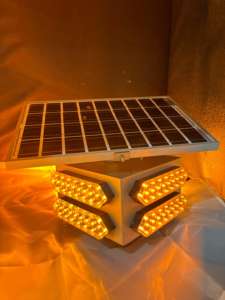Haute visibilité jaune LED lumière stroboscopique de sécurité routière à énergie solaire clignotant en plastique Durable pour l'avertissement de trafic - Product Image 3