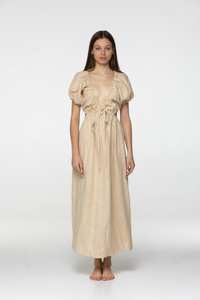 Vestido de playa de algodón bohemio de moda para mujer con mangas cortas estampadas largas y conjunto de ropa lavable de cintura natural para damas - Product Image 4