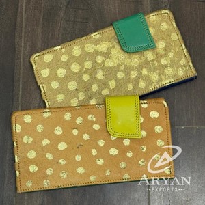 Hairon กระเป๋าใส่บัตรหนังรีไซเคิลสำหรับผู้หญิงกระเป๋าสตางค์แบบพับสองพับมีช่องใส่บัตรลายจุดฟอยล์สีทองหลายช่องกระเป๋าคลัทช์มีฝาปิดหนังสีสันสดใส - Product Image 1