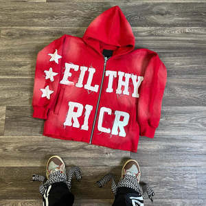 Y2K Vintage algodón Streetwear hombres pulóver Sudadera con capucha personalizada con parches bordados desgastados apliques Sun Faded Acid Wash - Product Image 3