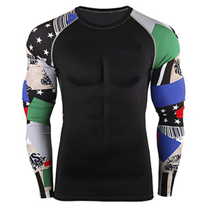 Chemises de compression pour vêtements de sport pour hommes de qualité bon marché couleur marron clair col rond et utilisation pour les vêtements de sport pour hommes r - Product Image 1