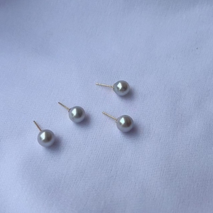 Boucles d'oreilles en or 18 carats avec perles d'Akoya japonaises de 7-8 mm, perles naturelles rondes, bijoux fins pour femmes - Product Image 1