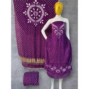 Nuevo Vestido Formal de Mujer, Estilo A-Line, Hasta la Rodilla, en Modal y Seda, Diseño Floral Bandhani Sibori, Transpirable, Ecológico y Lavable - Product Image 1