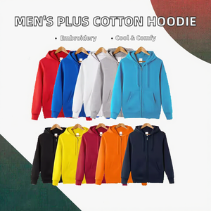 Sweat-shirts à capuche en coton 100% respirant pour hommes, grande taille, hiver, tricotés, personnalisables avec broderie et impression, fermeture éclair - Product Image 2
