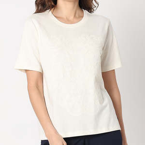 Camiseta de Algodón Grueso y Resistente de Verano, Ecológica, Personalizada con Bordado y Estampado, Transpirable, para Mujer, en Oferta - Product Image 1