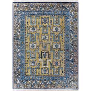 Tapis en laine noué à la main Savana Green GKWL-5154, motif géométrique, rectangle 9x12, tapis de salon pour la décoration de la maison, couloir - Product Image 1