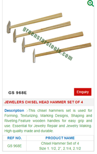 Juego de 4 martillo de mango de cincel de madera GS 968E para herramientas de joyería para joyeros - Product Image 2
