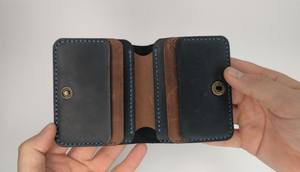 Cartera Vintage Crazy Horse de cuero genuino con tarjetero, Clip para dinero, plegable corto minimalista para hombres, 2017 - Product Image 4