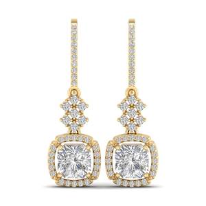 Boucles d'oreilles créoles REYES au design élégant, taille radiant, 4,74 carats, moissanite, pour femmes, or 14K 18K, bijoux pour mariage et soirée - Product Image 2