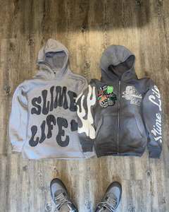 Sweat à capuche surdimensionné à ourlet brut personnalisé avec fermeture éclair 430 GSM Sweat à capuche délavé au soleil Broderie usée Lavage à l'acide Sweats à capuche pour hommes - Product Image 3