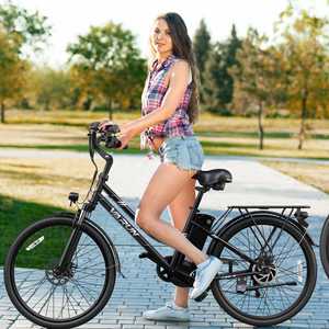 Varun-Bicicleta eléctrica C26 de 250W, motor de cubo trasero integrado, batería de litio, rango de 50km, color negro, para viaje a la ciudad - Product Image 2