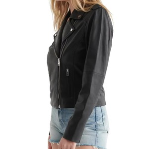Chaqueta de cuero recortada personalizada hecha a mano para mujer, diseño de cremallera en la cintura con cinturón, estampado teñido, algodón tejido, moda, favorito de los compradores - Product Image 3