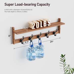 Modern Art Style <b>Wooden</b> Wall Mounted Dish and Bowl Storage <b>Rack</b> for Living Room - Product Image 2