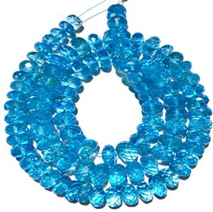 For Swiss Blue Topaz Faceted Rondelle <b>Beads</b> 7mm-8mm Natural Size 12inch Strand Gemstone <b>Stone</b> <b>Beads</b> - Product Image 2