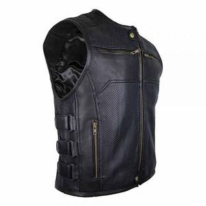 Design personnalisé enduit Patchwork solide couleur unie couleur personnalisée respirant sans manches en cuir hommes Gilet Streetwear - Product Image 2