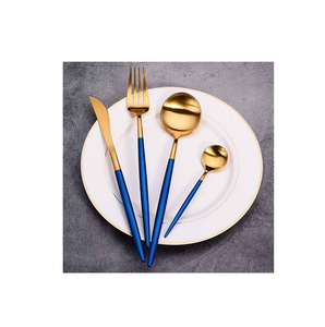 Ensemble de couverts en laiton miroir 6 pièces en or vaisselle en miroir couverts comprenant une cuillère fourchette restaurants utilisent Offre Spéciale - Product Image 1