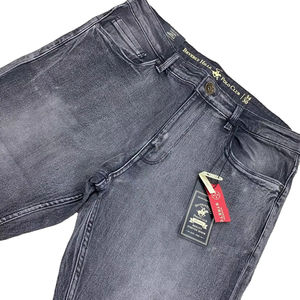 Jeans Rectos de Punto Azul Denim de Cintura Media, Cómodos, Lavados, Casuales, para Primavera, Verano, Otoño e Invierno, Elegantes, Formales, para Fiesta, Color Sólido - Product Image 2