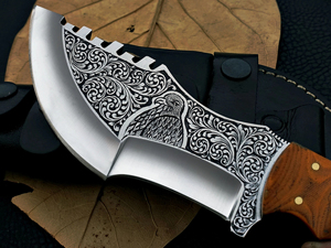 Cuchillo de Caza de Hoja Fija Grabado, Hecho a Mano, de Acero D2, Cuchillo de Supervivencia EDC con Mango de Micarta y Funda. - Product Image 5