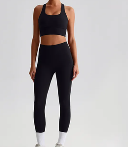 Women <b>Blue</b> Seamless Sports <b>Bra</b> Racerback Scoop Neck Medium Support Yoga Fitness - Product Image 2