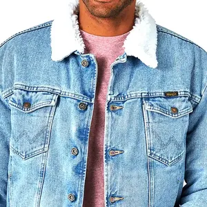 Veste d'hiver en denim délavé au soleil pour hommes, streetwear vintage, patchwork, broderie, lavage à l'acide, veste de mode personnalisée, vente en gros - Product Image 4