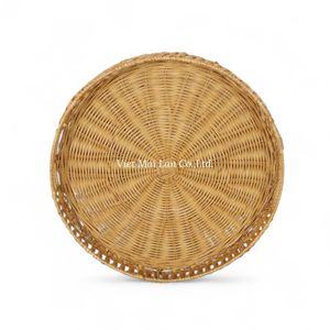 ถาดหวายธรรมชาติทำมือ สำหรับเสิร์ฟอาหารและตกแต่งในพื้นที่นั่งเล่น - Product Image 3