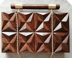 Boîte en bois de luxe faite à la main personnalisé Vintage RFID protégé femmes embrayages sacs à main croix corps chaîne pour l'été Tayyab artisanat - Product Image 5