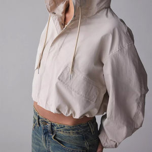 Nylon <b>Women</b> Stand Collar Knitted Breathable Waterproof <b>Lightweight</b> Color Block Windbreaker <b>Jacket</b> 100% Polyester Autumn Outdoor - Product Image 2