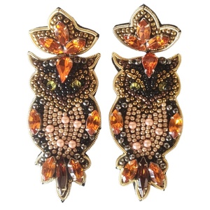 Cuentas de 8cm y cristales de Marqués, ropa de fiesta hecha a mano, Pendientes colgantes con forma de búho bordados a mano para mujeres y niñas - Product Image 1