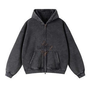 Design unique et élégant, streetwear de haute qualité 2025, broderie, molleton 100% coton, vintage, double couche, délavage à l'acide, coupe ample, fermeture éclair - Product Image 1