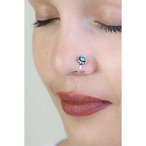 Boucles d'oreilles à clip Nazakat en argent 925 avec turquoise tibétaine ronde, style tibétain élégant pour femmes - Product Image 2