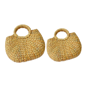 Producto popular personalizado al por mayor bolsas de jacinto de agua hechas a mano con asas de madera o bambú - Product Image 1