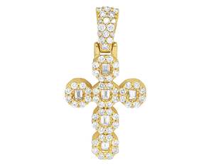 VVS Clarity Baguette Round Diamond Hip Hop Iced Out Men Women Christian Jesus Sterling <b>Silver</b> <b>Cross</b> <b>Pendant</b> - Product Image 1
