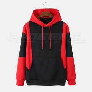 เสื้อมีฮู้ดผู้ชายผ้าฝ้าย100% มีกระเป๋าจิงโจ้สีตัดกัน OEM โลโก้ที่กำหนดเอง - Product Image 1