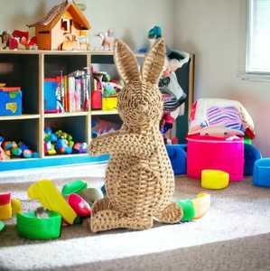 Precio bajo Recién llegado Cesta de ratán con forma de animal tejido Cesta de conejito de ratán hecha a mano natural Almacenamiento de guardería de juguete para niños - Product Image 3