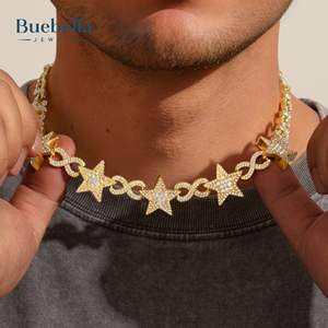 Venta caliente 14K oro blanco plateado 925 plata esterlina 10mm Iced Out Stars Infinity Link Chain para hombres - Product Image 3