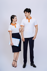 เสื้อเชิ้ตลำลองแขนสั้นของผู้ชายยี่ห้อ FMF OEM จากเวียดนาม | ผ้าคอตตอนถัก TC 60% 40% โพลีเอสเตอร์ | สีขาวส้มทนต่อรอยยับ - Product Image 5