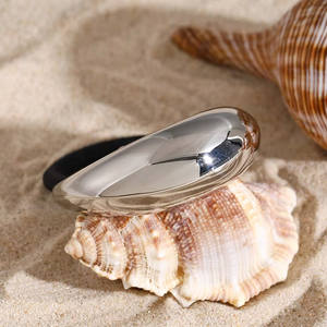 Brazalete de acero inoxidable elegante simple curvo metálico mujeres lazo para el cabello Cola de Caballo banda para el cabello - Product Image 5