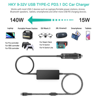 HKY 140W adaptateur cc USB-C 12V 24V entrée cc vers chargeurs et adaptateurs d'alimentation cc chargeur de voiture TYPE C