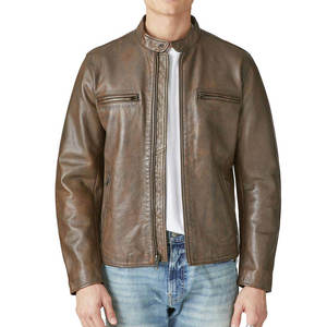 Vente en gros Nouveau modèle de veste en cuir de vache décontractée pour hommes avec fermeture éclair Grande taille Service OEM Teint uni Prix compétitif pour l'hiver - Product Image 4