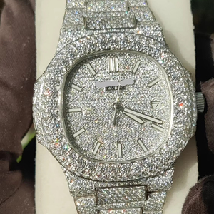 Reloj de Pulsera Deportivo de Lujo Unisex, Estilo Hip Hop, Completamente Engastado con Diamantes de Moissanita, Mecánico Automático, de Acero Inoxidable, Estilo Antiguo para Hombre - Product Image 1