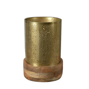 Bougeoir de conception marocaine à la mode bougeoir fini brillant Base en bois pour le support de décoration de mariage et de dîner - Product Image 1