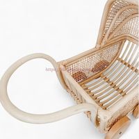 Poussette élégante en rotin pour poupées et enfants de 6 mois à 3 ans, avec un artisanat artisanal et une finition rustique, non pliable
