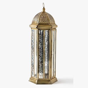 2026 <b>Tall</b> Brass Antique Metal Moroccan Candle Holder Lantern with Mercury Glass for Home and Events Decorations - Product Image 1