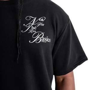 T-shirt noir surdimensionné pour homme, 280 GSM, coton biologique, épaules tombantes, streetwear, avec logo signature sur la poitrine - Product Image 4