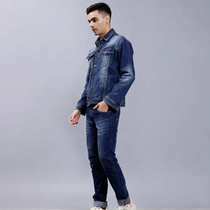 Ensemble veste et jean en denim extensible en coton à taille haute et manches longues pour homme, nouvelle mode personnalisée, taille plus, décontracté, hiver, respirant - Product Image 4